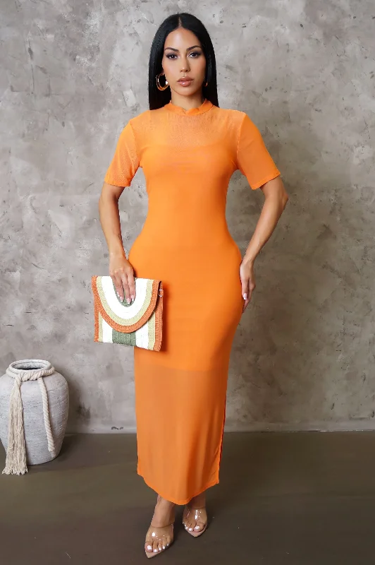 Get A Good Look Midi Dress - Orange