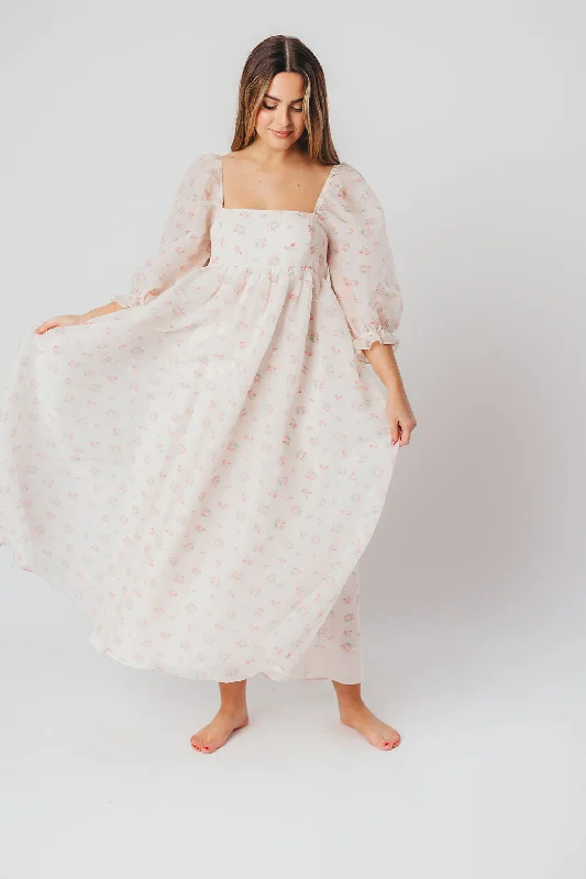 *New* Mona Maxi Dress with Smocking in Blush Floral - Bump Friendly & Inclusive Sizing (S-3XL)