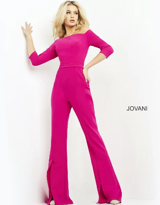 Jovani 1867 Three Quarter Sleeve Contemporary Jumpsuit