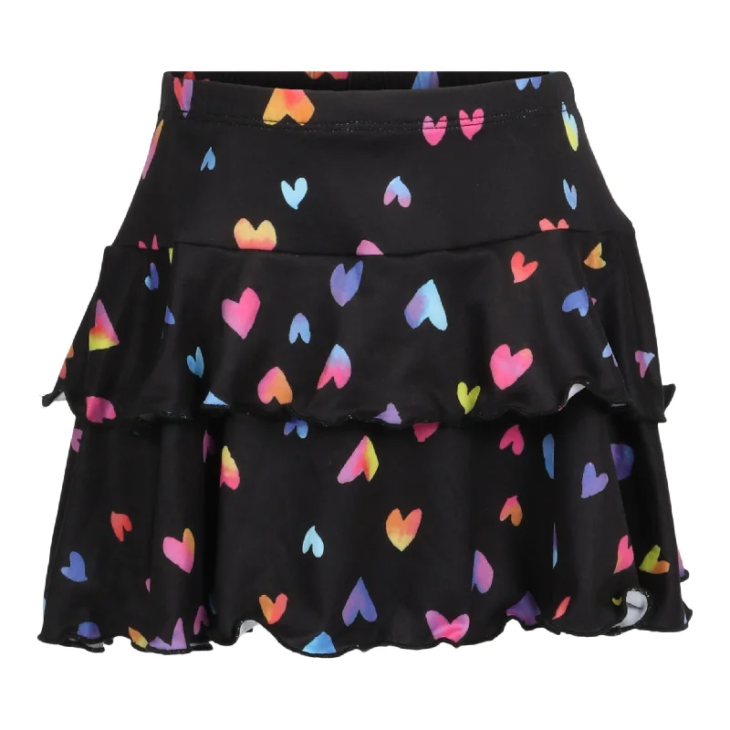 All Over Hearts Ruffle Skirt