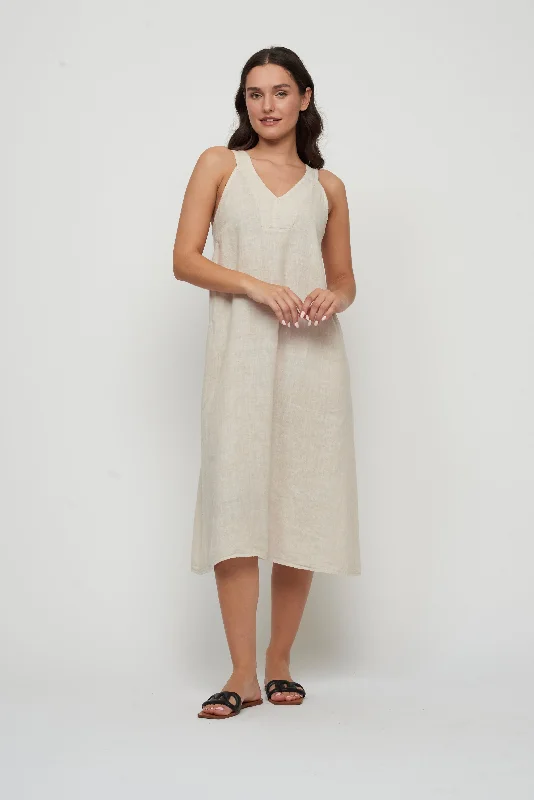 SLEEVELESS MAXI LINEN DRESS