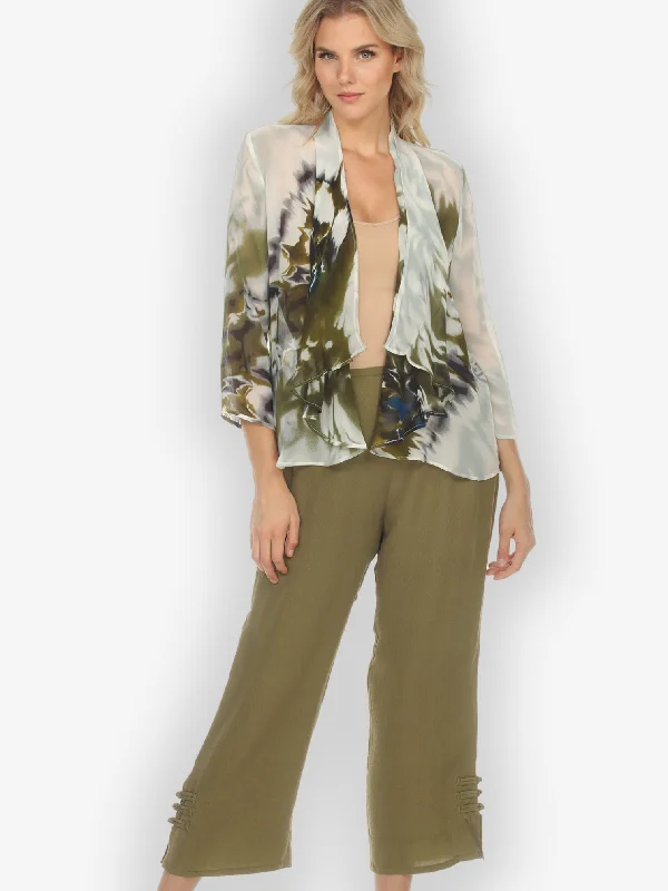 Textured Feel Silk Olive Pant