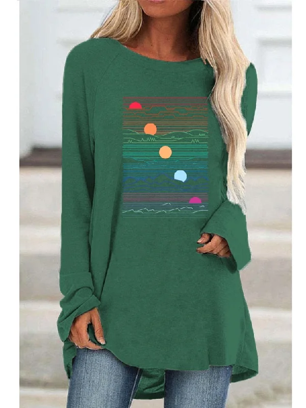 Amy Fashion - Long Sleeve Loose Casual Printing T-shirt