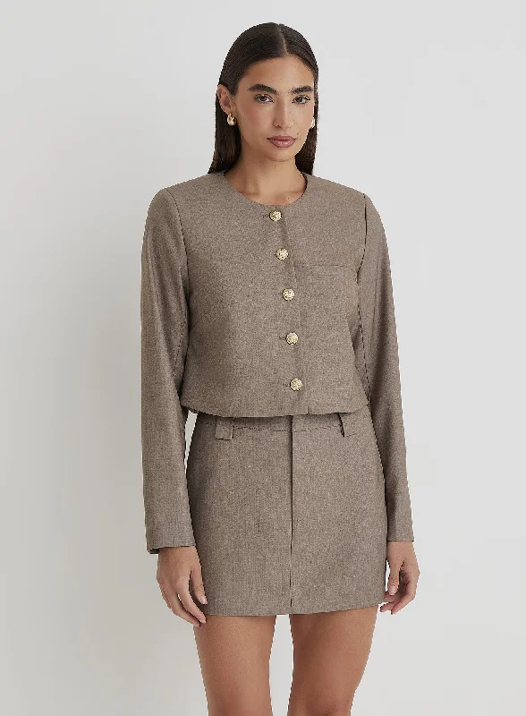 Beige Tailored Mini Skirt- Lorelai