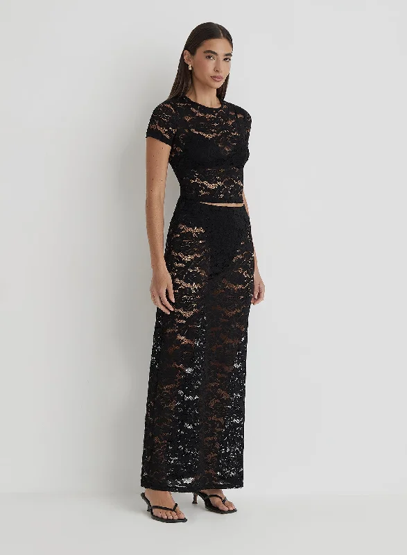 Black Lace Maxi Skirt- Olga