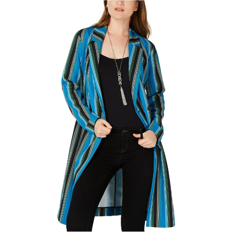 I-N-C Womens Striped Long Belted Trench Coat, Multicoloured, X-Small