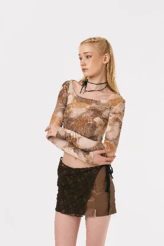 Josh Lace Overlay Pleather Skirt