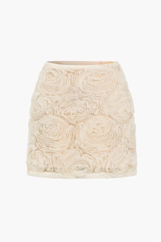 Solid Appliques Textured Skirt