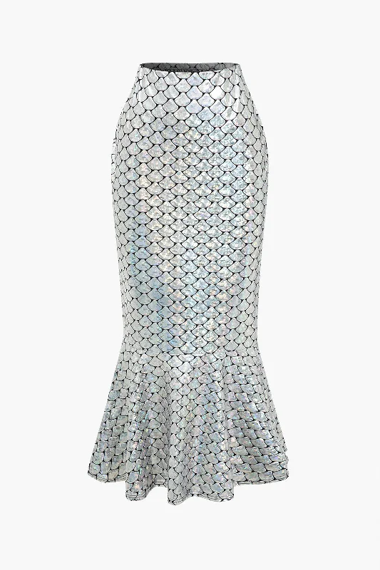 Snakeskin Mermaid Midi Skirt