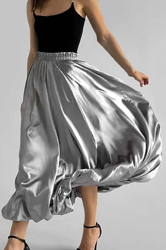 Solid High Waist A-Line Skirt