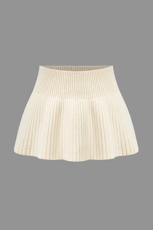 Ribbed Knit Flared Mini Skirt