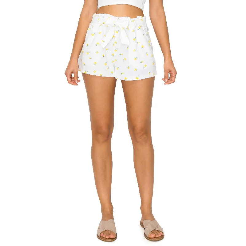 Self Tie Waist Linen Shorts - Lemon