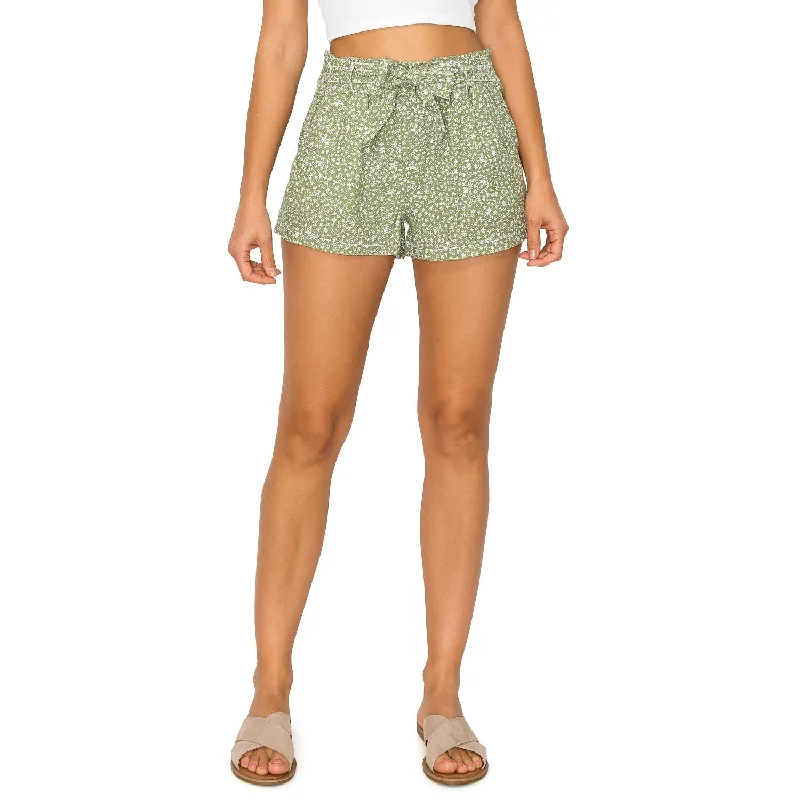 Self Tie Waist Linen Shorts - Dusty Sage