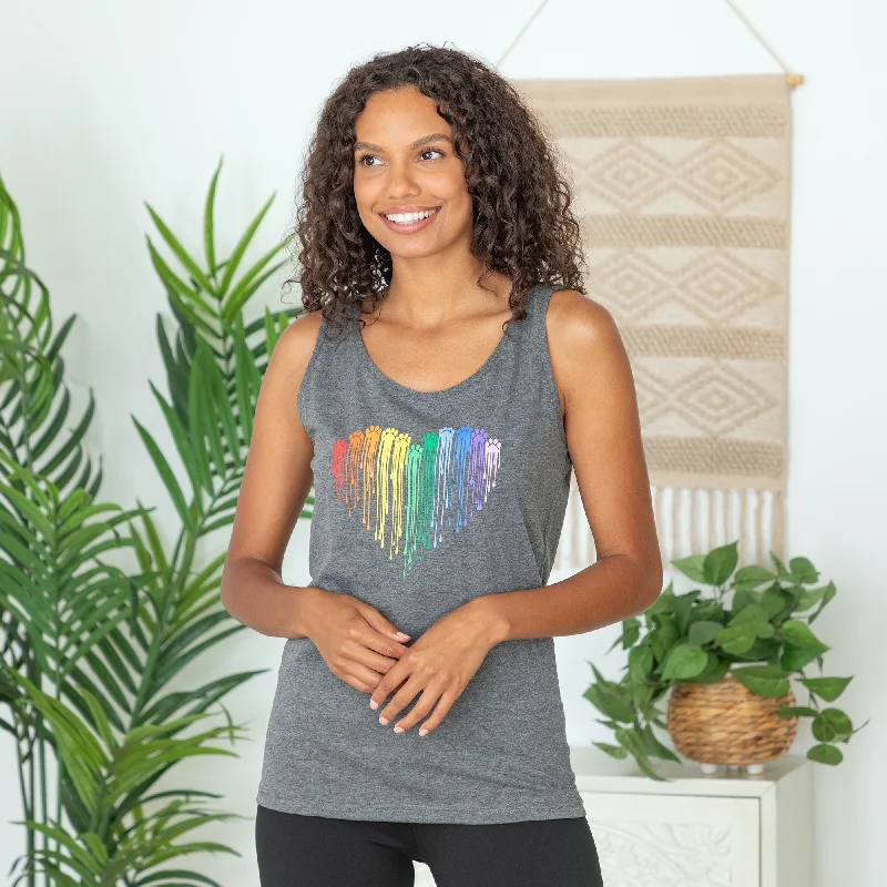 Rainbow Paw Print Heart Tank Top