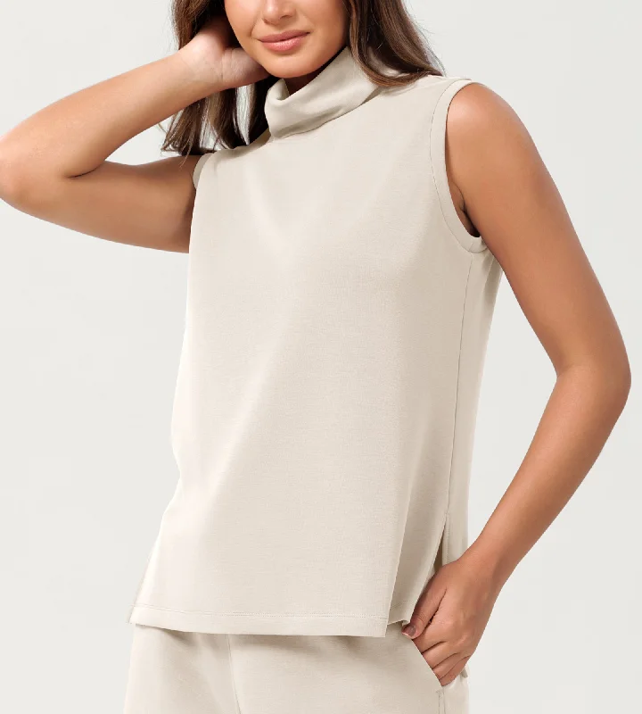 Modal Soft Casual Sleeveless Turtleneck Pullover Tops