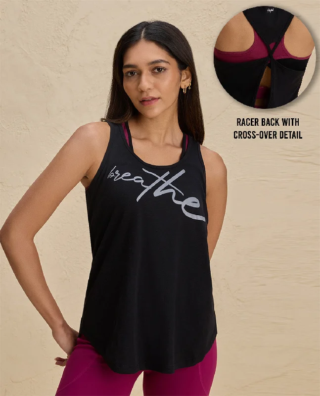 Nykd By Nykaa Summer Essential Cotton Slub Longline Tank -NYAT034-Jet Black