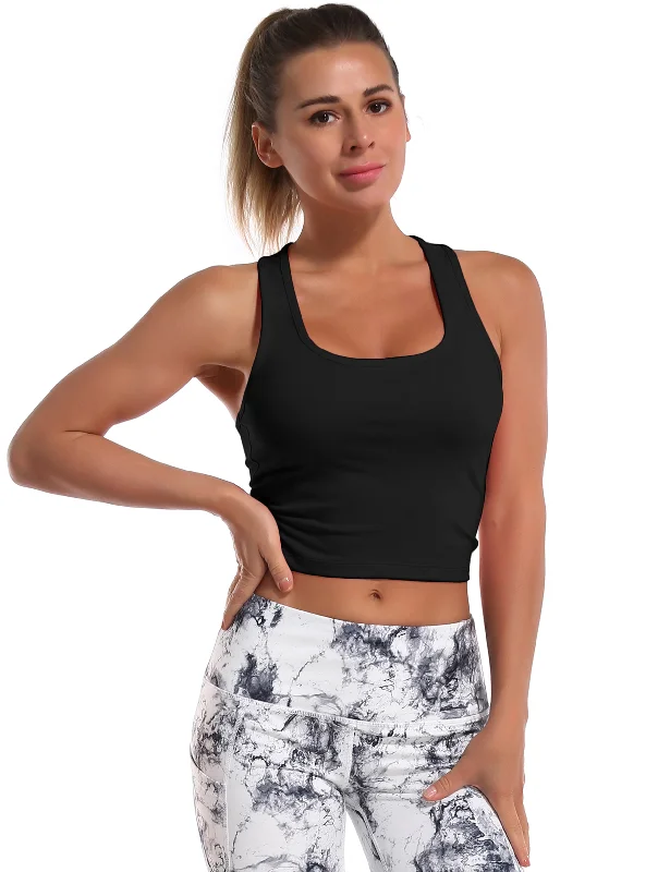 Tank Top Crop Racerback Athletic black | Bubblelime