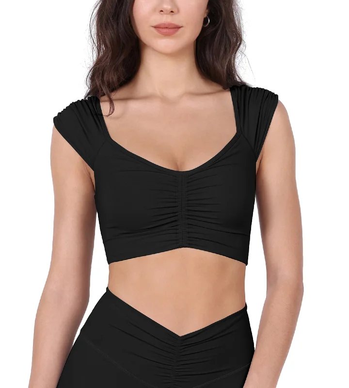 V-Neck Ruched Front Crop Tank