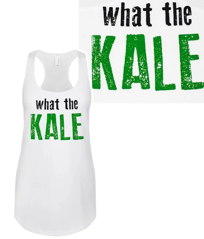 What The Kale - White Next Level Racerback Tank Top for Women